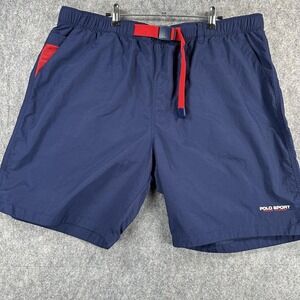 Polo Sport Ralph Lauren Shorts Mens 2XLT Navy Nylon Belted Quick Dry Mesh Vents